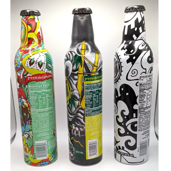 Mountain Dew Green Label Art Aluminum Soda Bottles, Empty Bottles, Set of Three - Picture 2 of 16